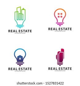Set of Creative Bulb City Logo Symbol Template Design Vector, Emblem, Design Concept, Creative Symbol, Icon