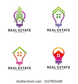 Set of Creative Bulb City Logo Symbol Template Design Vector, Emblem, Design Concept, Creative Symbol, Icon