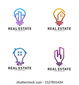 Set of Creative Bulb City Logo Symbol Template Design Vector, Emblem, Design Concept, Creative Symbol, Icon