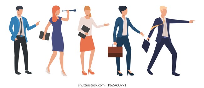 Set of creative business leaders achieving success. Group of managers solving any problems. Vector illustration can be used for career, ladder of success, researcher