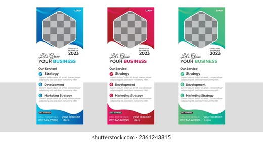 set of creative business rull up banner design template. modern design with different colors.