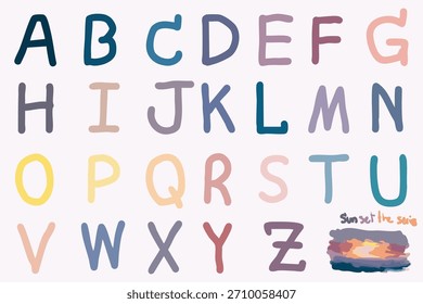 Conjunto de letras mayúsculas creativas de colores.