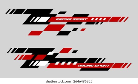Set of creative car stripes. Car race stripes. Racing line sticker design. Graphic sport decal vinyl element. Automobile decoration. Racing design vector set