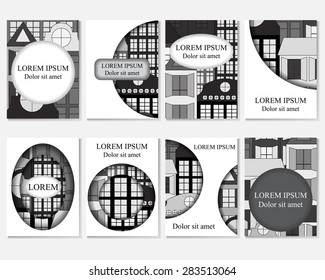 set of creative card with building. city pattern for placard, poster and banner. vector