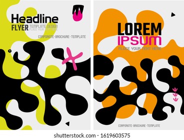 Set of creative card, cover and background with abstract shapes and colors.