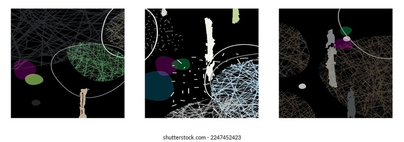 Set of creative card, cover and background with abstract shapes and colors.