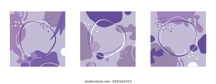 Set of creative card, cover and background with abstract shapes and colors.