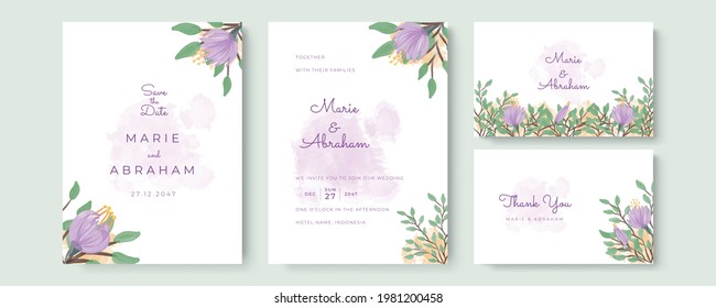 Set of creative card with flower, leaves. Wedding ornament concept. Floral poster, invite. Vector decorative greeting card or invitation design background. Watercolor elegant wedding style, fresh art 
