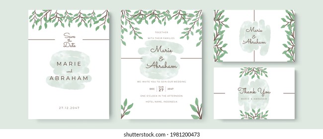 Set of creative card with flower, leaves. Wedding ornament concept. Floral poster, invite. Vector decorative greeting card or invitation design background. Watercolor elegant wedding style, fresh art 
