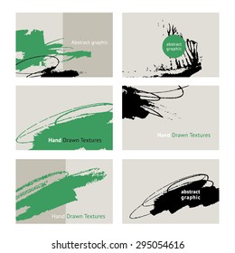 Conjunto de tarjetas creativas con texturas gráficas abstractas .Hand Drawn.