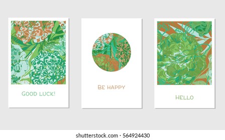 Set of creative cards with colorful tropical leaves for Banner, Poster, Invitation, Brochure, Flyer etc.