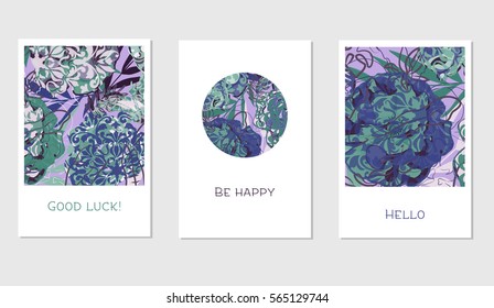 Set of creative cards with colorful tropical leaves for Banner, Poster, Invitation, Brochure, Flyer etc.