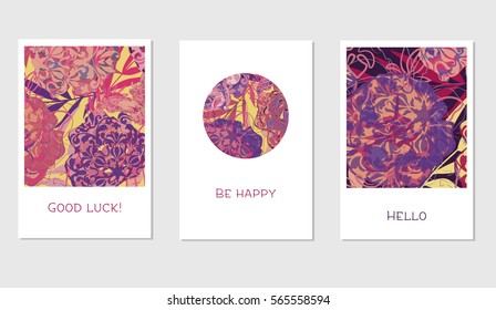 Set of creative cards with colorful tropical leaves for Banner, Poster, Invitation, Brochure, Flyer etc.