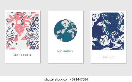 Set of creative cards with colorful tropical leaves for Banner, Poster, Invitation, Brochure, Flyer etc.
