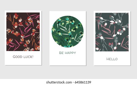 Set of creative cards with colorful tropical leaves for Banner, Poster, Invitation, Brochure, Flyer etc.