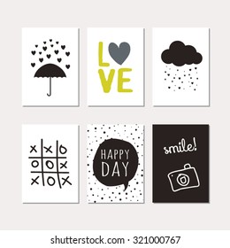 Set Of Creative Cards Design. Vector Design Templates For Journal Cards, Scrapbooking Cards, Greeting Cards, Gift Cards, Patterns, Art Decoration Etc.