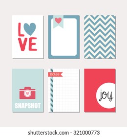 Set Of Creative Cards Design. Vector Design Templates For Journal Cards, Scrapbooking Cards, Greeting Cards, Gift Cards, Patterns, Art Decoration Etc.