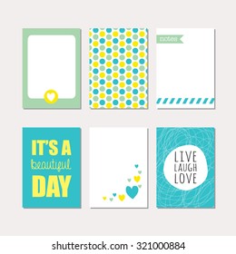 Set Of Creative Cards Design. Vector Design Templates For Journal Cards, Scrapbooking Cards, Greeting Cards, Gift Cards, Patterns, Art Decoration Etc.