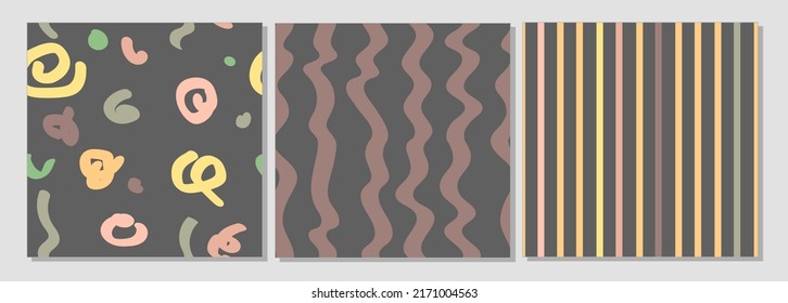 Set of Creative Cards with Hand Drawn Hipster Textures. Retro Patterns for Placards, Posters, Flyers and Banner Designs.