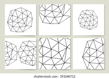 Set of creative cards. Hand Drawn textures made with ink. Vector. Isolated.