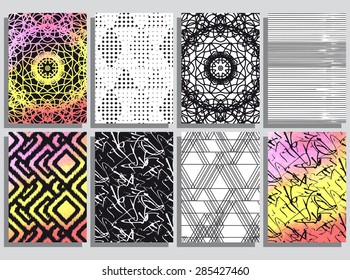 Set of Creative Cards. Patterns for Placards, Posters, Flyers and Banner Designs.