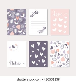 Set Of Creative Cards. Vector Design Templates For Journal Cards, Scrapbooking Cards, Greeting Cards, Gift Cards, Patterns, Art Decoration Etc.