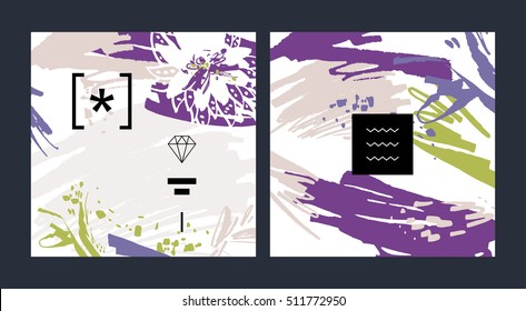 Set creative cards. Vector illustration. Abstract