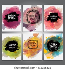 set of creative cards,illustration with watercolor, vector abstract background, set of creative banners,