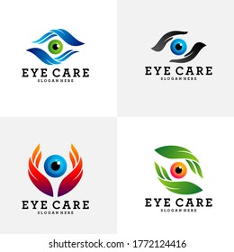 Set of Creative Care Eye Concept Logo Design Template, Eye Care logo design Vector, Icon Symbol