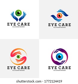 Set of Creative Care Eye Concept Logo Design Template, Eye Care logo design Vector, Icon Symbol