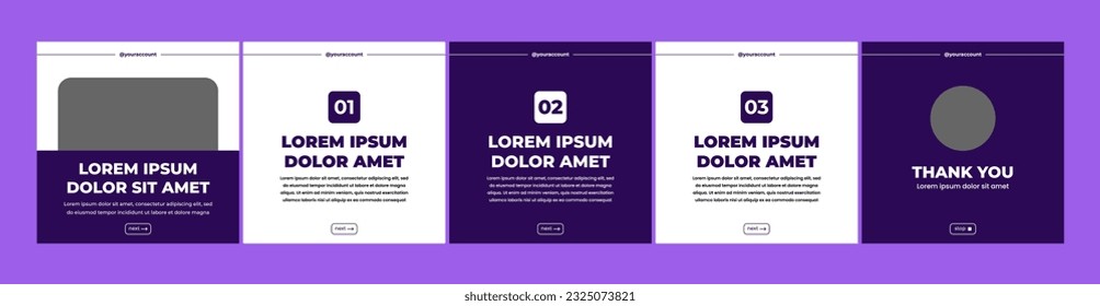 set of creative carousel or microblog templates for social media posts. social media template with purple and white color theme