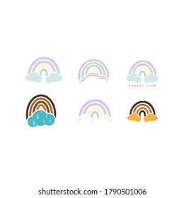 set of creative cartoon rainbow. paint rainbow logo vector