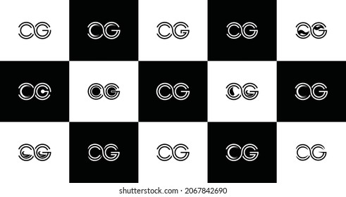 Set of creative CG or GC monogram letter logo design templates. Logos can be used to build a company.