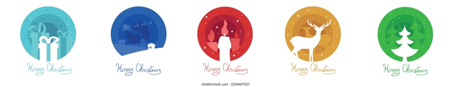 Set of creative Christmas greeting cards on white background