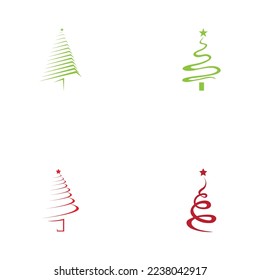 set of creative Christmas tree Cedar tree with star vector icon illustration design