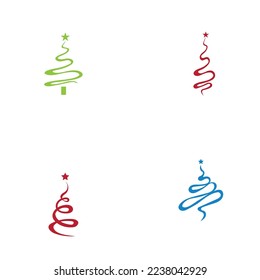 conjunto de árbol creativo de Navidad árbol cedro con diseño de ilustración de icono de vector estrella