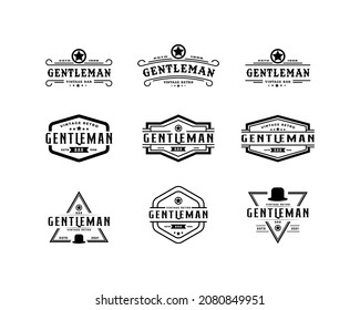 Set of Creative Classic Vintage Retro Label Badge for Gentleman Cloth Apparel Logo Design Inspiration