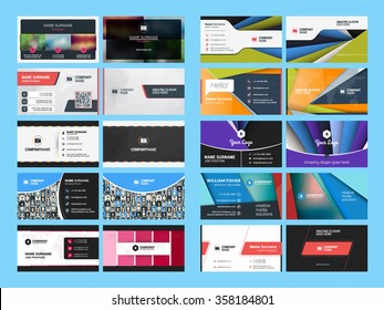 Set of Creative and Clean Business Card Print Templates. Flat Style Vector Illustration. Stationery Design