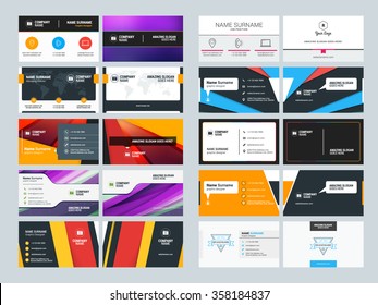 Set of Creative and Clean Business Card Print Templates. Flat Style Vector Illustration. Stationery Design