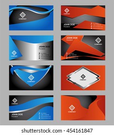 Set of Creative and Clean Business Card Print Templates. Flat Style Vector Illustration
