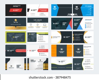 Set of Creative and Clean Corporate Business Card Print Templates. Flat Style Vector Illustration. Stationery Design