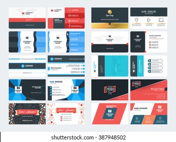 Set of Creative and Clean Corporate Business Card Print Templates. Flat Style Vector Illustration. Stationery Design