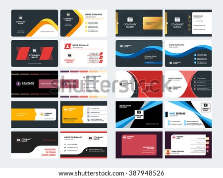 Set of Creative and Clean Corporate Business Card Print Templates. Flat Style Vector Illustration. Stationery Design