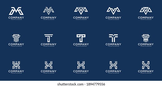 Set creative collection letter monogram logo design template