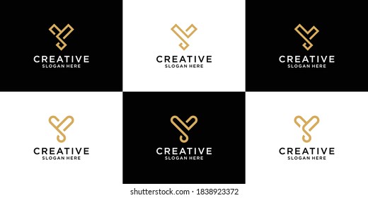 Set of creative collection of letter y abstract minimalistic logo design templates