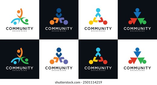 Set von kreativen bunten Community-Logo-Design-Vorlage Zeichen und Symbol. Premium-Vektor