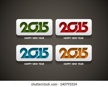 Set of creative colorful happy new year 2015 design elements. 
