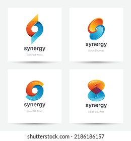 Conjunto de letras creativas coloridas como logotipo de sinergia