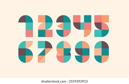 A set of creative and colorful number logo typography designs 1 to 10, abstract illustrations, modern geometric style. For anniversaries, New Year celebrations, winner announcements, milestone events