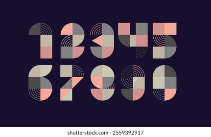 A set of creative and colorful number logo typography designs 1 to 10, abstract illustrations, modern geometric style. For anniversaries, New Year celebrations, winner announcements, milestone events